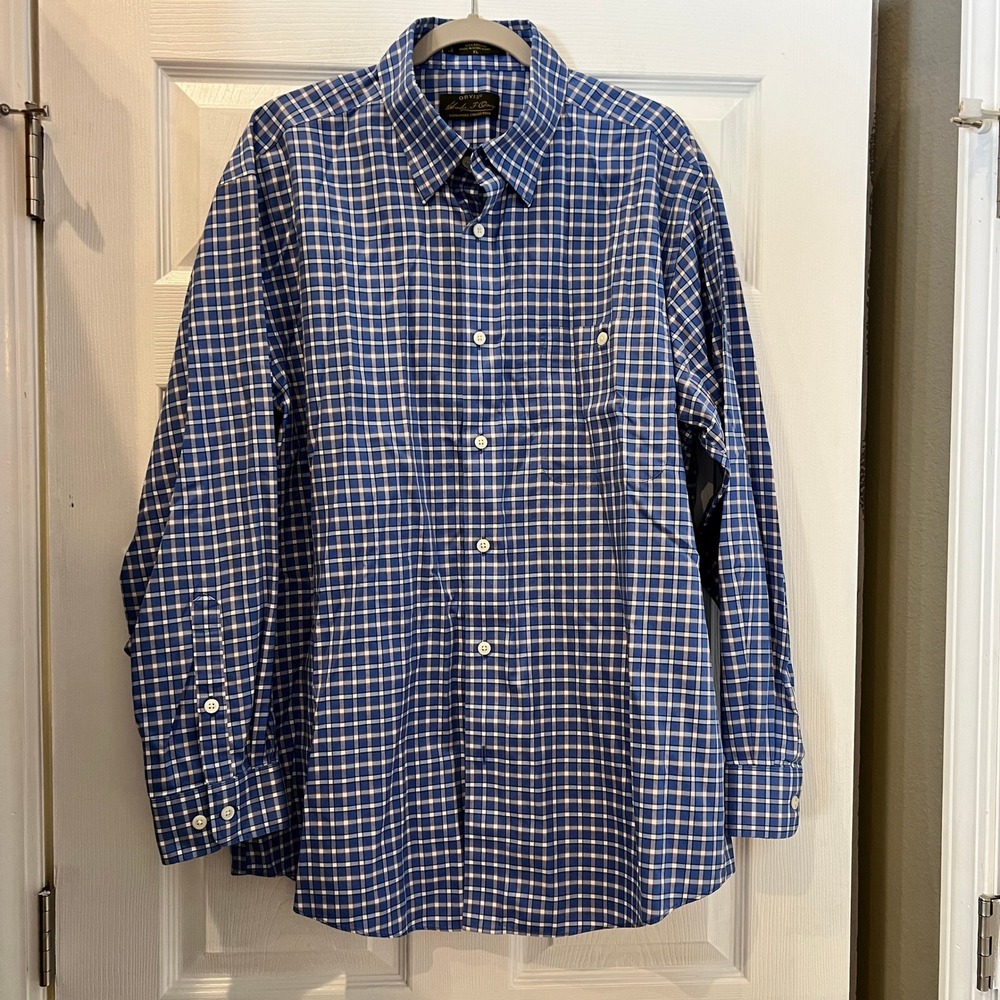 Orvis Button Down Shirt 100% Cotton Blue Check Signature Collection XL Classic